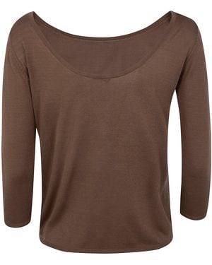Rossopuro Long Sleeve Top With A U-Back - Brown