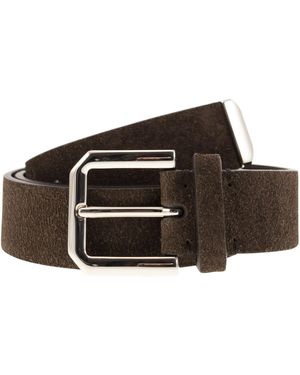 Brunello Cucinelli Inverted Leather Belt With Square Buckle And Toecap - Brown
