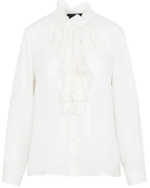 Nili Lotan Lily Blouse With Raw Ruffle - White