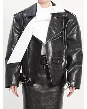 Saint Laurent Pebbled Leather Biker Jacket - Black