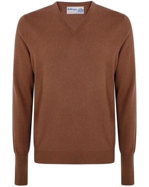 Ballantyne V Neck Pullover - Brown
