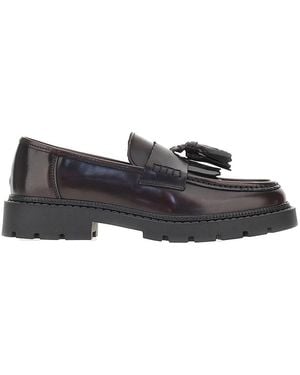 BIANCO LEVRIN Leather Loafers With Tassels - Black