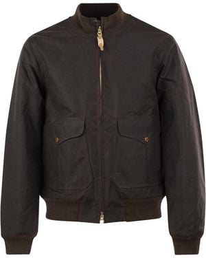 Manifattura Ceccarelli Waxed Cotton Bomber Jacket - Black