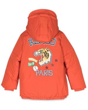 KENZO Down Jacket With Hood - Red