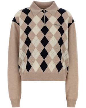 Miu Miu Cashmere Polo Shirt - Multicolour