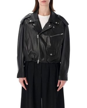 S.W.O.R.D Elastic Hem Leather Jacket - Black