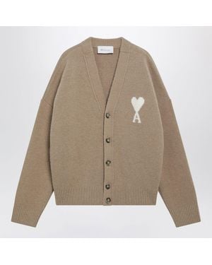 Ami Paris Ami De Coeur Cardigan - Natural