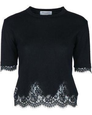 ERMANNO FIRENZE Maglia Pizzo Mezza Manica - Black