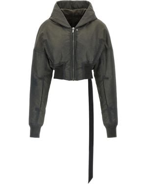 Rick Owens 'Hooded Cropped Flight' Bomber Jacket - Black