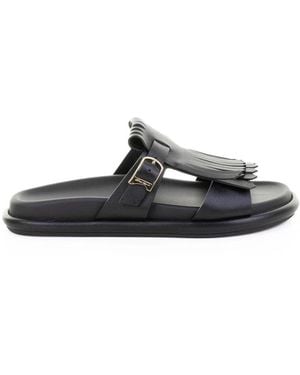 Santoni Leather Slipper With Fringe - White