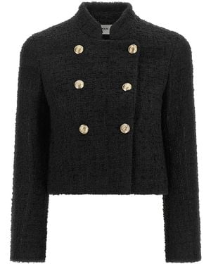 Balmain Double-Breasted Tweed Short Jacket - Black