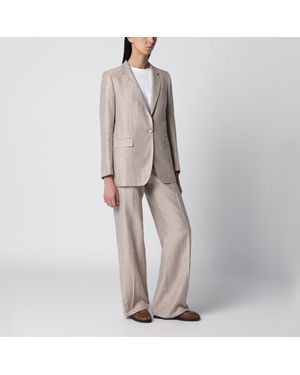 Tagliatore Single-Breasted Linen-Blend Suit - Gray