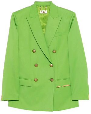 Elisabetta Franchi Cool Wool Jacket With Jewel Plaque - Green