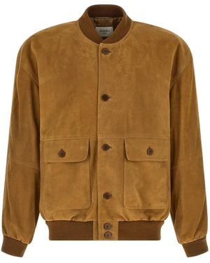 Saint Laurent Suede Bomber Jacket - Brown