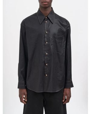 Lemaire Cotton-Blend Shirt With Pointed Collar And Patch Pocket - Black