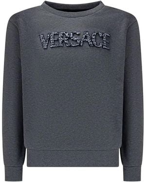 Versace Sweatshirt Fleece Cocco Logo Embroidery - Blue