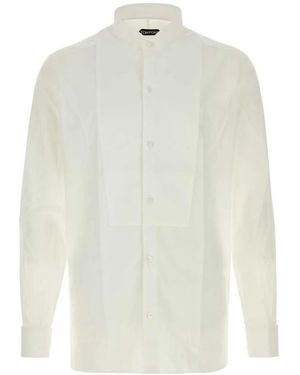Tom Ford Washed Muslin Classic Fit Evening Shirt - White