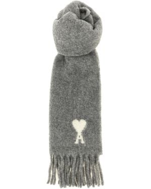 Ami Paris Alpaca Leather Foulard - Gray