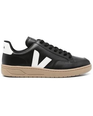 Veja V-12 Leather Trainers - Black