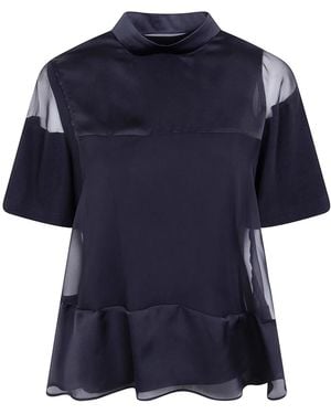 Sacai Satin X Cotton Jersey T-Shirt - Blue