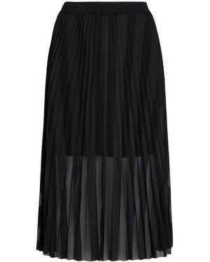 Karl Lagerfeld Pleated Mesh Midi Skirt - Black