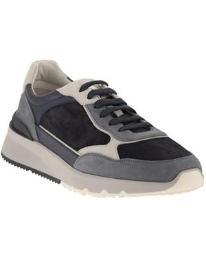 Brunello Cucinelli Multicolour Leather And Suede Runner Trainers - Blue