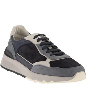 Brunello Cucinelli Nubuck And Suede Trainers - Blue