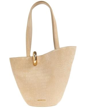 Jacquemus Tote Le Bambola Moyen Suede Asimetr - White