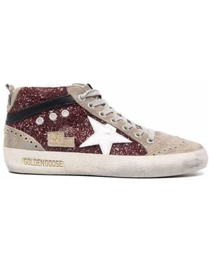 Golden Goose Mid Star Glitter Upper Suede Toe An - Pink