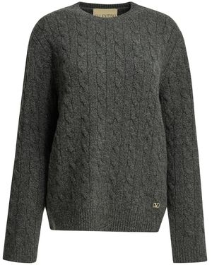 Valentino Virgin Wool Crewneck Sweater - Gray
