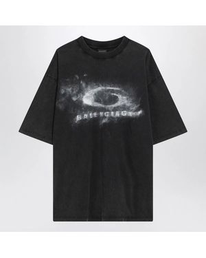 Balenciaga Faded Crayon Loop Oversize T-Shirt - Black