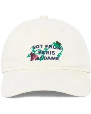 Drole de Monsieur Vine Embroidered Slogan Cap - White