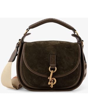 Burberry Messenger B Clip Suede Crossbody Bag - Black