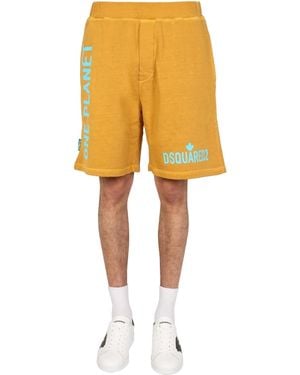 DSquared² "One Life One Planet" Bermuda Shorts - Yellow