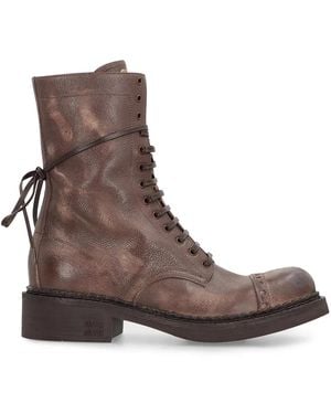Miu Miu Leather Ankle Boots - Brown