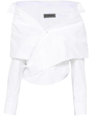 Balenciaga Shirt With Exposed Shoulders - White
