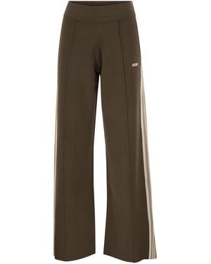 Autry Wide-Leg Track Trousers With Contrast Side Stripes - Brown