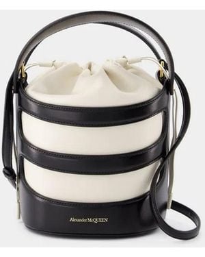McQueen Two-Tone Leather The Rise Bucket Bag - Black