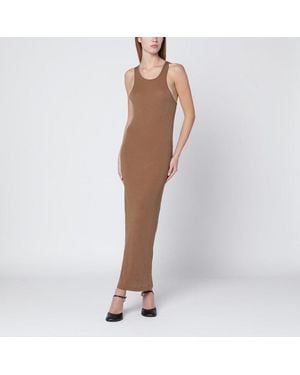 Entire studios Sand-Colored Sleeveless Cotton-Blend Dress - Brown