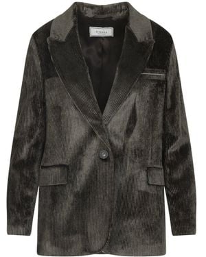 Peserico Velvet Blazer With Thousand Stripes - Black