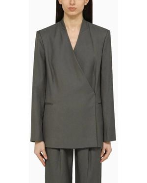 Loulou de Saison Sandyato Single-Breasted Viscose Blazer - Grey