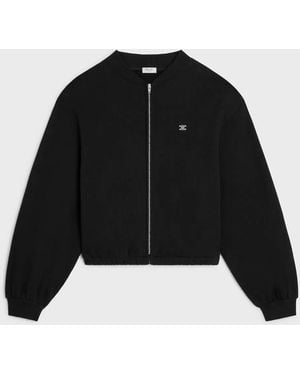 Celine Teddy Balloon-Sleeves Zip Jacket - Black