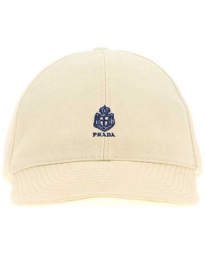 Prada Sand Cotton Baseball Cap - Natural