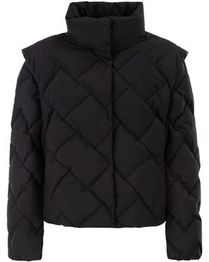 Herno Matt Nylon Down Jacket With Detachable Sleeves - Black