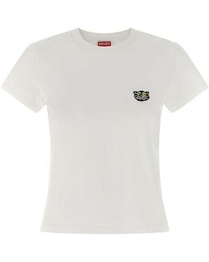 KENZO Cotton T-Shirt With The Embroidered “Wild Tiger” - White
