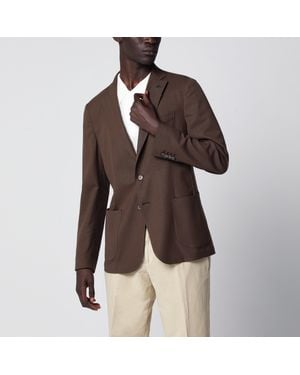 Santaniello Slim-Fit Single-Breasted Linen Blazer - Brown
