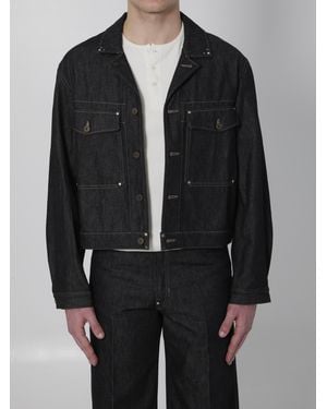 Lemaire Studded Denim Trucker Jacket - Black