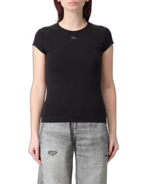 DIESEL Cotton Elastane Oval T-Shirts - Black