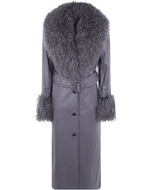 Stand Studio "Monica" Leather Coat Insert Mongolian - Grey