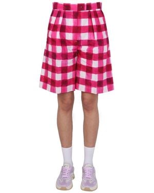 MSGM Check Shorts - Red